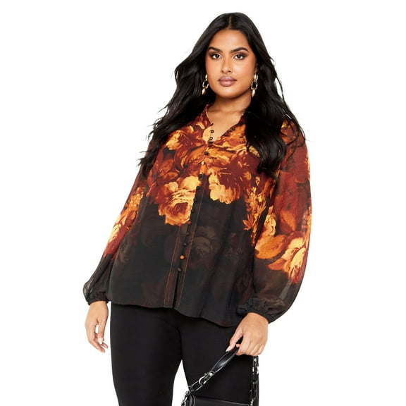 Avenue Women's Plus Size Iris Placement Shirt