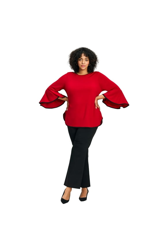Women's Plus Size Ivana Contrast Bell Sleeve Top