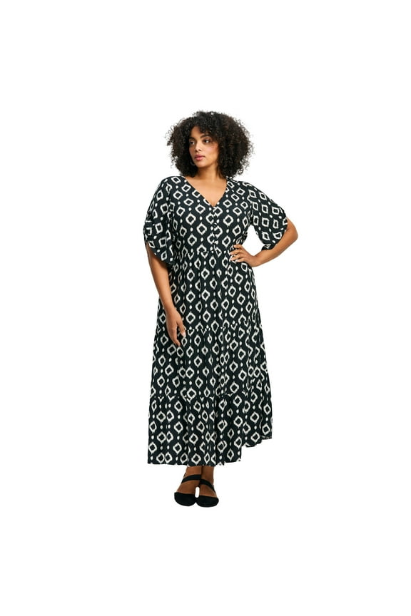 Women's Plus Size Ivy Tiered Button Front Dress
