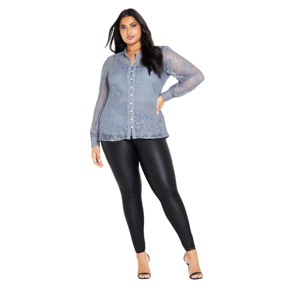 Avenue Women's Plus Size Jade Lace Shirt
