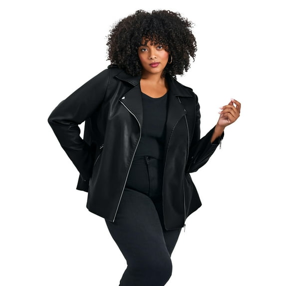 Avenue Women's Plus Size Jane Faux Leather Jacket