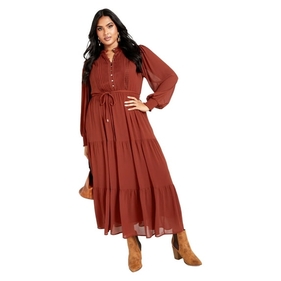 Avenue Women's Plus Size Jasmine Tiered Maxi Dress