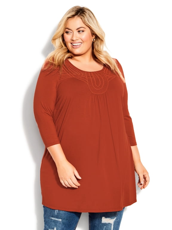 Plus Size Jordan Plain Tunic Top Copper 3X