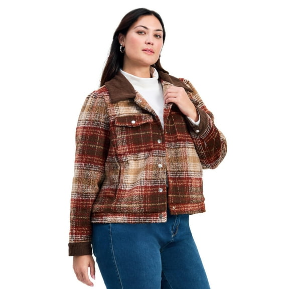 Avenue Women's Plus Size Joss Plaid Cropped Jacket