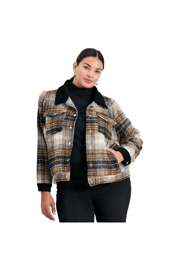Women's Plus Size Joss Plaid Cropped Jacket