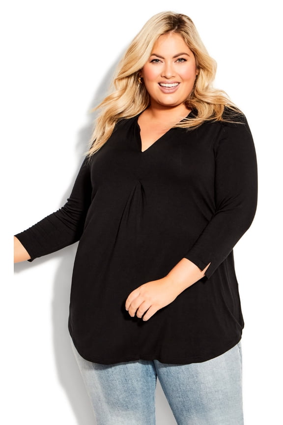 Women's Plus Size Kaylie 3/4 Sleeve Hi Lo Relaxed Top