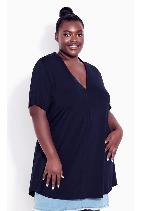 Women's Plus Size Kaylie Hi Lo Top Short Sleeve V-Neckline, Female