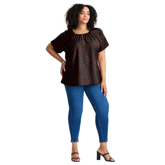 Avenue Women's Plus Size Keyhole Dolman Sleeve Blouse