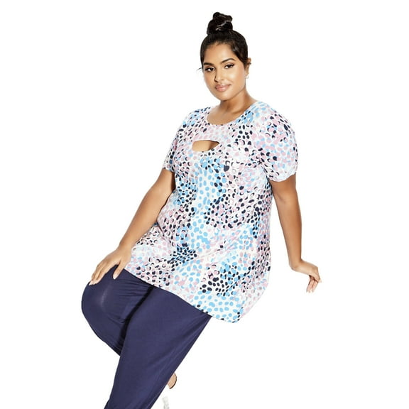 Avenue Women's Plus Size Keyla Foil Top