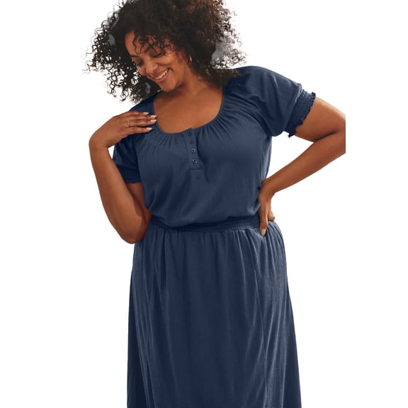 Avenue Women's Plus Size Knit Gauze Puffed Sleeve Top
