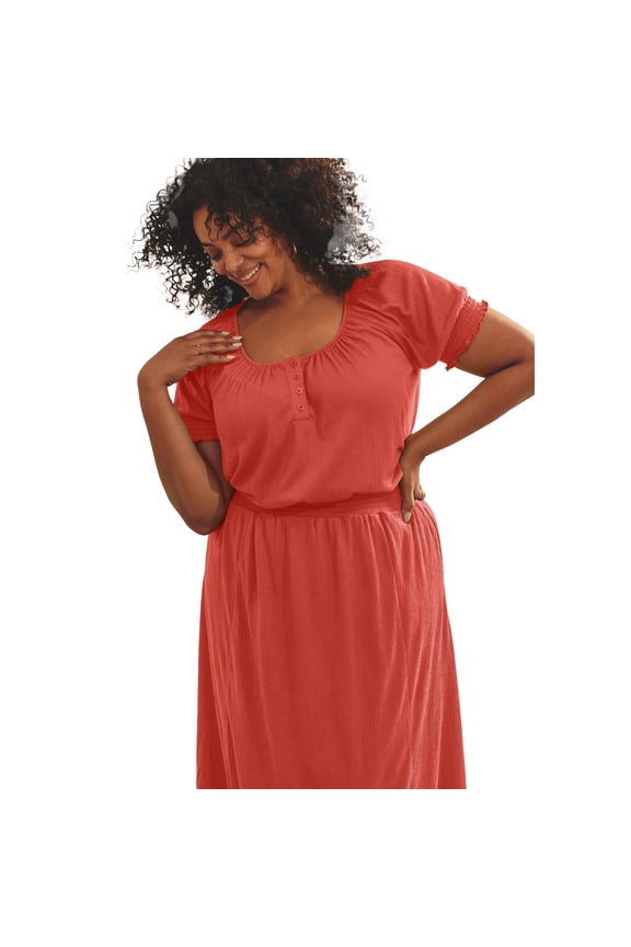 Women's Plus Size Knit Gauze Puffed Sleeve Top
