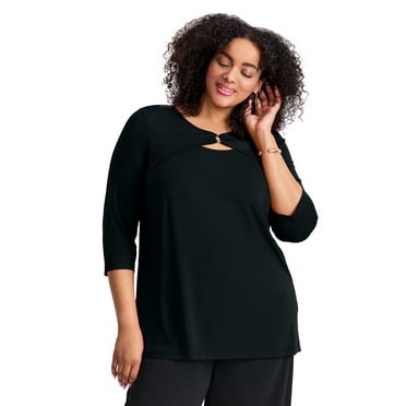 Avenue Women's Plus Size Keyhole Hardware Top - Walmart Business Supplies