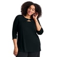 thumbnail image 1 of Avenue Women's Plus Size Knot Front Keyhole Top, 1 of 2