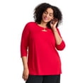 thumbnail image 1 of Avenue Women's Plus Size Knot Front Keyhole Top, 1 of 2