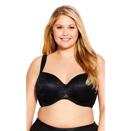 Avenue Women's Lace Balconette Bra Contouring Floral Underwire Mesh Stretch Supportive