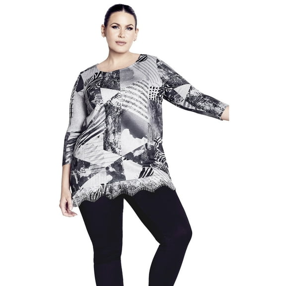 Avenue Women's Plus Size Lace Hem Top