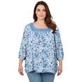 thumbnail image 1 of Avenue Women's Plus Size Lace Neckline Peasant Blouse, 1 of 2