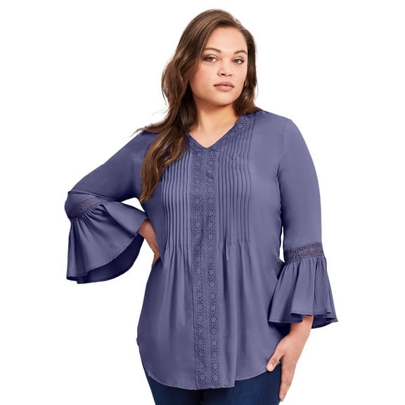 Avenue Women's Plus Size Lace Trim Tunic