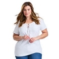 thumbnail image 1 of Avenue Women's Plus Size Lacing Detail Tunic Tee, 1 of 2