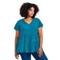 thumbnail image 1 of Avenue Women's Plus Size Lani Flutter Sleeve Tiered Top, 1 of 2