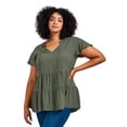 thumbnail image 1 of Avenue Women's Plus Size Lani Flutter Sleeve Tiered Top, 1 of 2