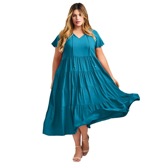 Avenue Women's Plus Size Lani Tiered Dress