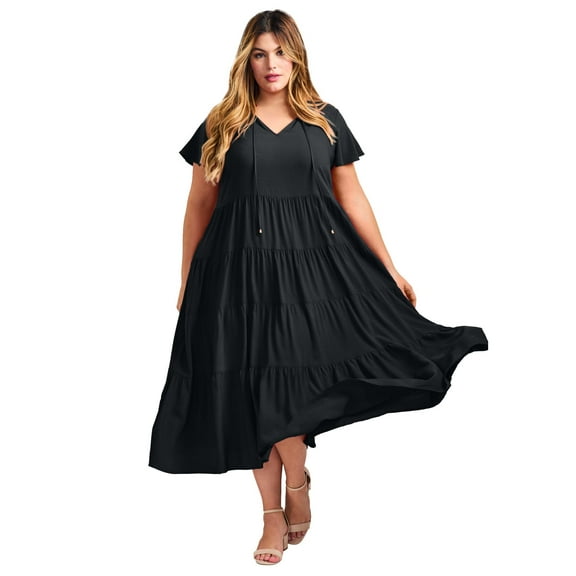 Avenue Women's Plus Size Lani Tiered Dress