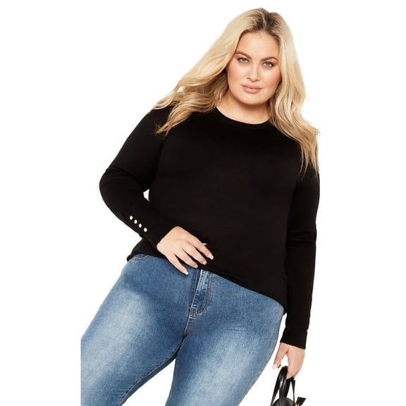 Avenue Women's Plus Size Lara Button Sweater