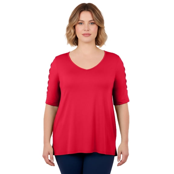 Avenue Women's Plus Size Lattice Sleeve Tunic