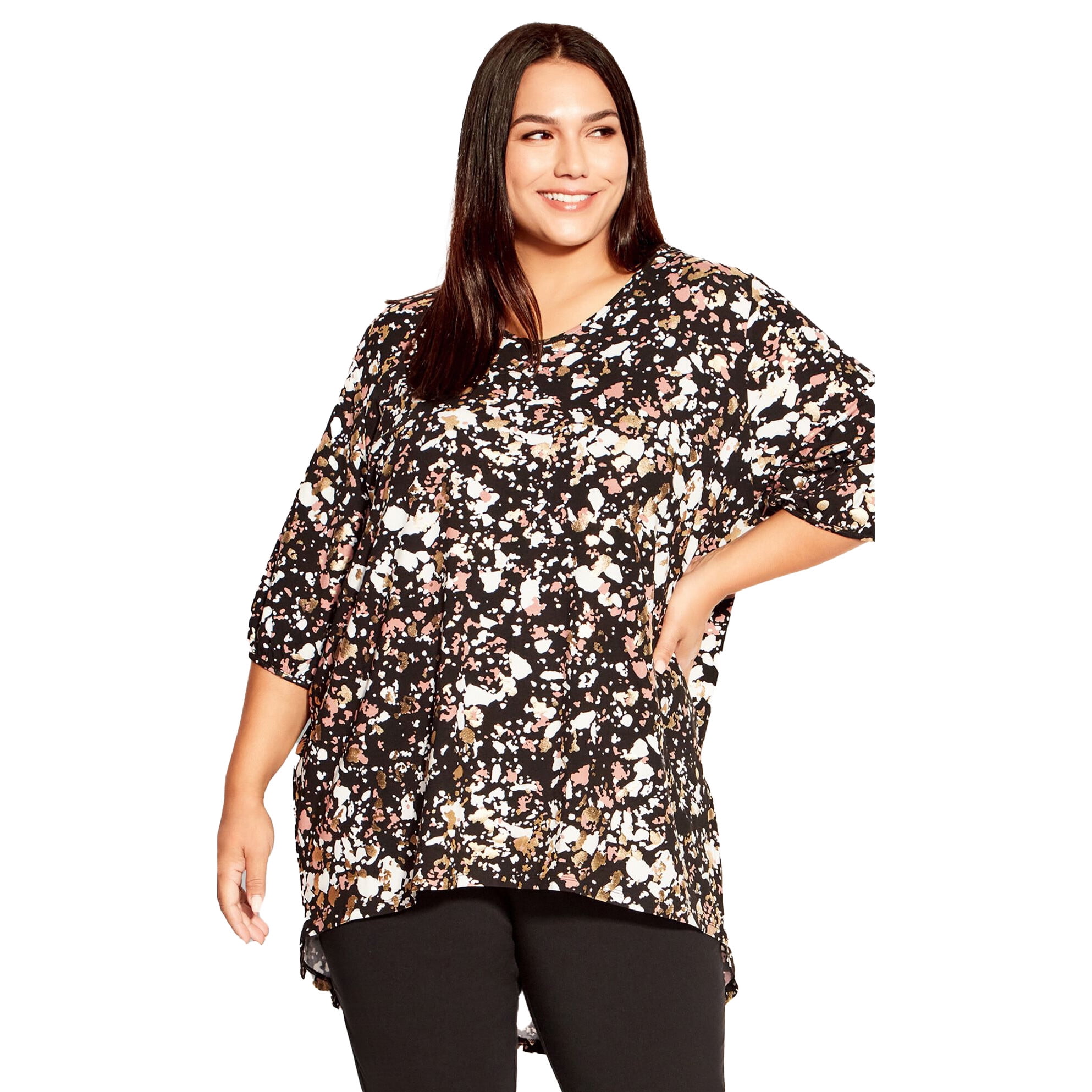 Avenue Women's Plus Size Leila Foil Print Top - Walmart.com