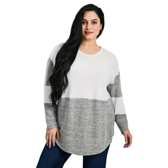 Avenue Women's Plus Size Leisure Splice Hacci Top