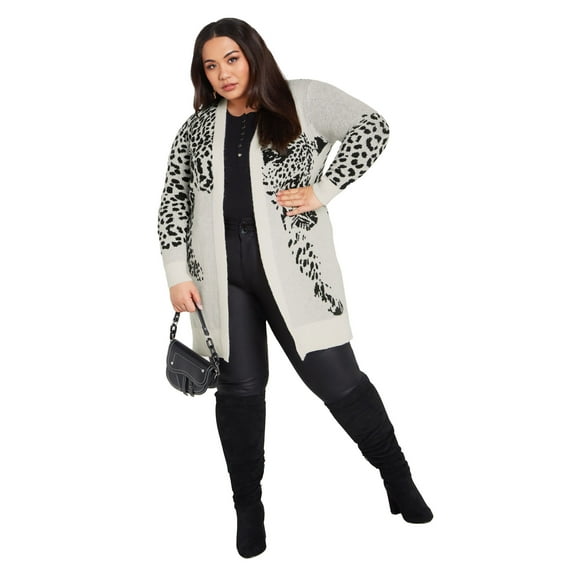 Avenue Women's Plus Size Lena Leopard Cardigan