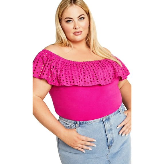 Avenue Women's Plus Size Lexi Mixed Media Top