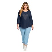 Avenue Womens Plus Size Love Heart Top