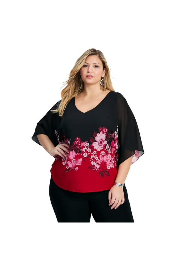 Women's Plus Size Love Story Overlay Blouse