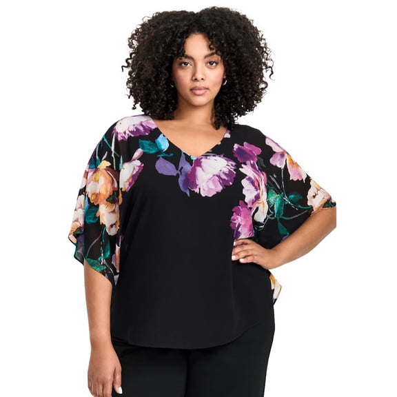 Avenue Women's Plus Size Love Story Overlay Blouse