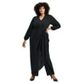 thumbnail image 1 of Avenue Women's Plus Size Luxe Drape Chiffon Overlay Jumpsuit, 1 of 2