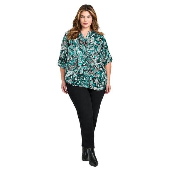 Avenue Women's Plus Size Madeline Tab Sleeve Blouse