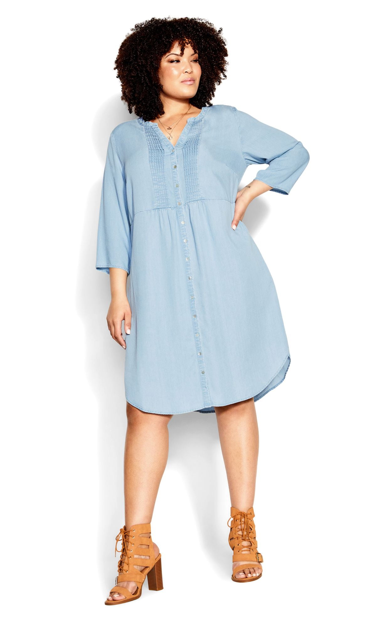 Pintuck Shirt Dress