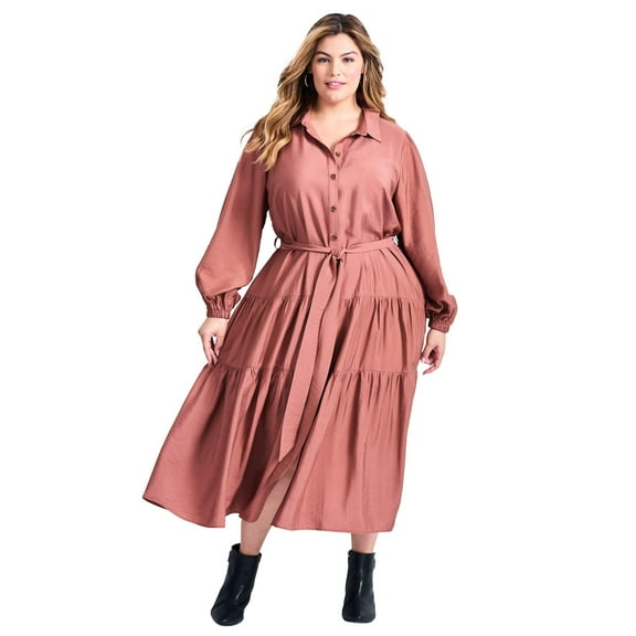 Avenue Women's Plus Size Marianne Tiered Shirtdress