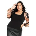 thumbnail image 1 of Avenue Women's Plus Size May Contrast Floral Sleeve Sweater, 1 of 2