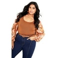 thumbnail image 1 of Avenue Women's Plus Size May Contrast Floral Sleeve Sweater, 1 of 2