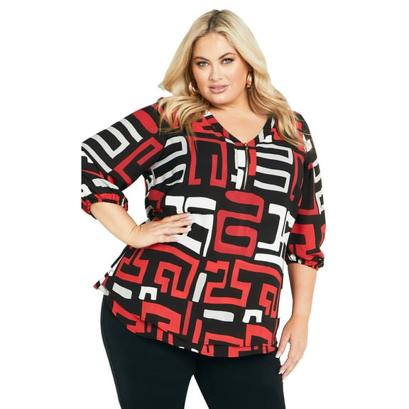 Avenue Women's Plus Size Meila Zip Top