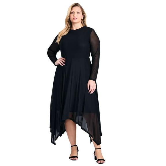 Avenue Women's Plus Size Mere Mesh High Neck Dress