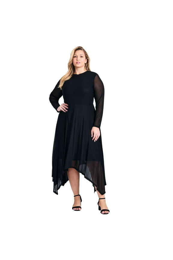 Women's Plus Size Mere Mesh High Neck Dress