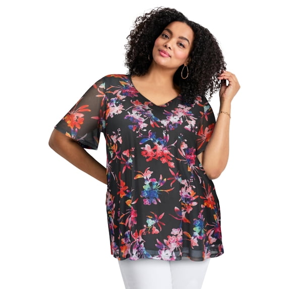 Avenue Women's Plus Size Mesh Swing Tunic