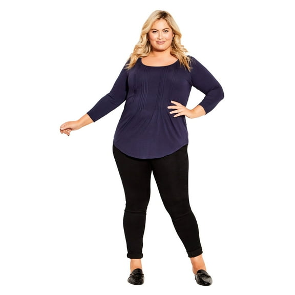 Avenue Women's Plus Size Milly Pleat Plain Top