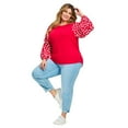 thumbnail image 1 of Avenue Women's Plus Size Mix Media Heart Sleeve Top, 1 of 2
