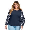 thumbnail image 1 of Avenue Women's Plus Size Mix Media Heart Sleeve Top, 1 of 2
