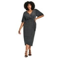 thumbnail image 1 of Avenue Women's Plus Size Nala Metallic Mock Wrap Dress, 1 of 2
